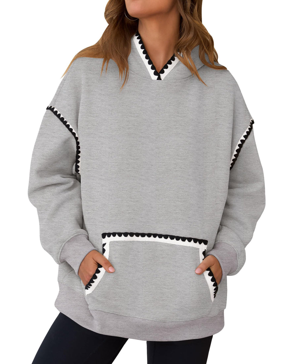 QIXING Dames trui, oversized sweatshirt, ronde hals, katoenen trui, lange mouwen, tops, herfst mode outfits 2024, asymmetrische zoom met zijsplit, taupe, L QIXING Dames trui, oversized sweatshirt, ronde hals, katoenen trui, lange mouwen, tops, herfst mode outfits 2024, asymmetrische zoom met zijsplit, taupe, L