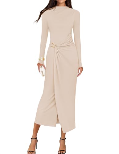 ZESICA Bodycon Mock Neck Wedding Guest Cocktail Party Dresses