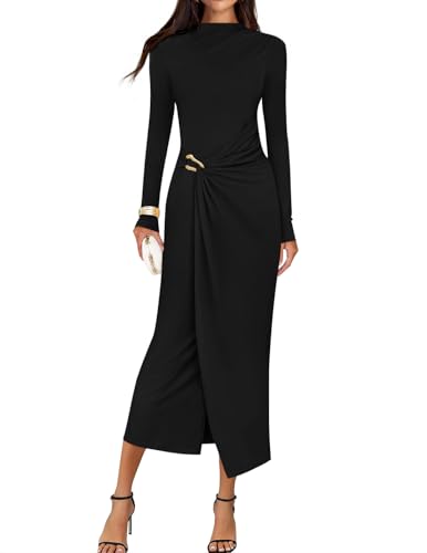ZESICA Bodycon Mock Neck Wedding Guest Cocktail Party Dresses
