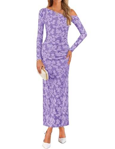 ZESICA Floral Off Shoulder Bodycon Ruched Elegant Party Dress
