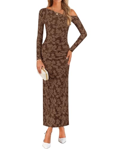 ZESICA Floral Off Shoulder Bodycon Ruched Elegant Party Dress