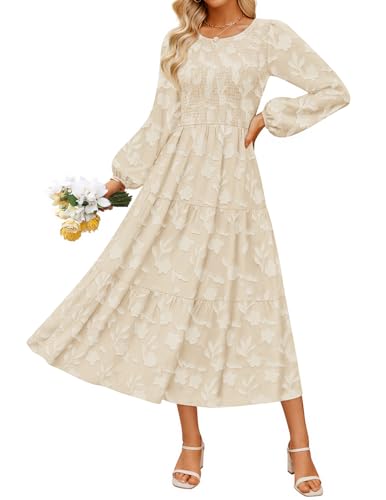 ZESICA Boho Floral Casual Crewneck Flowy Wedding Guest Dresses