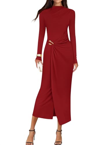 ZESICA Bodycon Mock Neck Wedding Guest Cocktail Party Dresses