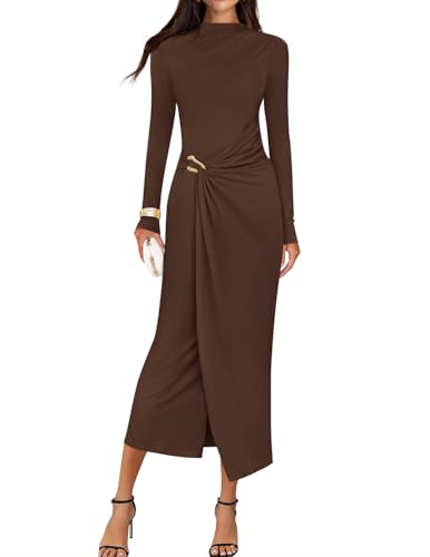 Knit Cocktail Party Dress Women's Mock Neck Bodycon Midi Dress - Long Sleeve Knit Dress For Fall, Parties, Weddings & Casual Wear Mock Neck Long Sleeve Dress Knit Cocktail Party Dress Women's Mock Neck Bodycon Midi Dress - Long Sleeve Knit Dress For Fall, Parties, Weddings & Casual Wear Mock Neck Long Sleeve Dress