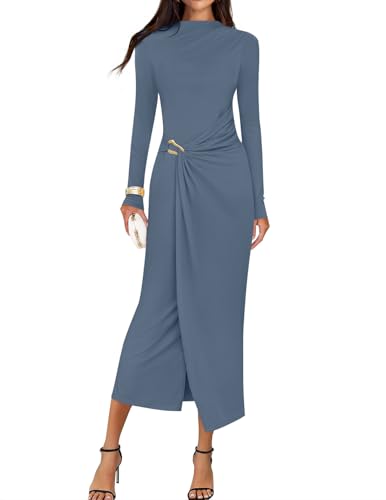 ZESICA Bodycon Mock Neck Wedding Guest Cocktail Party Dresses
