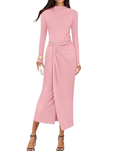 ZESICA Bodycon Mock Neck Wedding Guest Cocktail Party Dresses