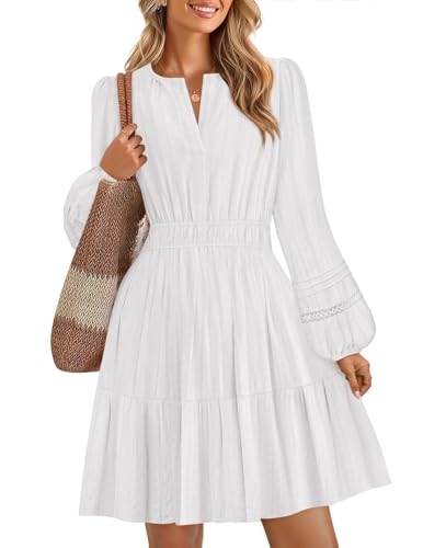 ZESICA Lightweight V Neck High Waist A Line Casual Party Dress