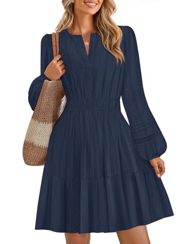 ZESICA Lightweight V Neck High Waist A Line Casual Party Dress