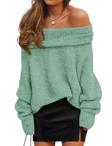 ZESICA Off The Shoulder Fall Sweaters Oversized Pullover Tops