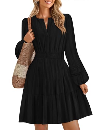 ZESICA Lightweight V Neck High Waist A Line Casual Party Dress