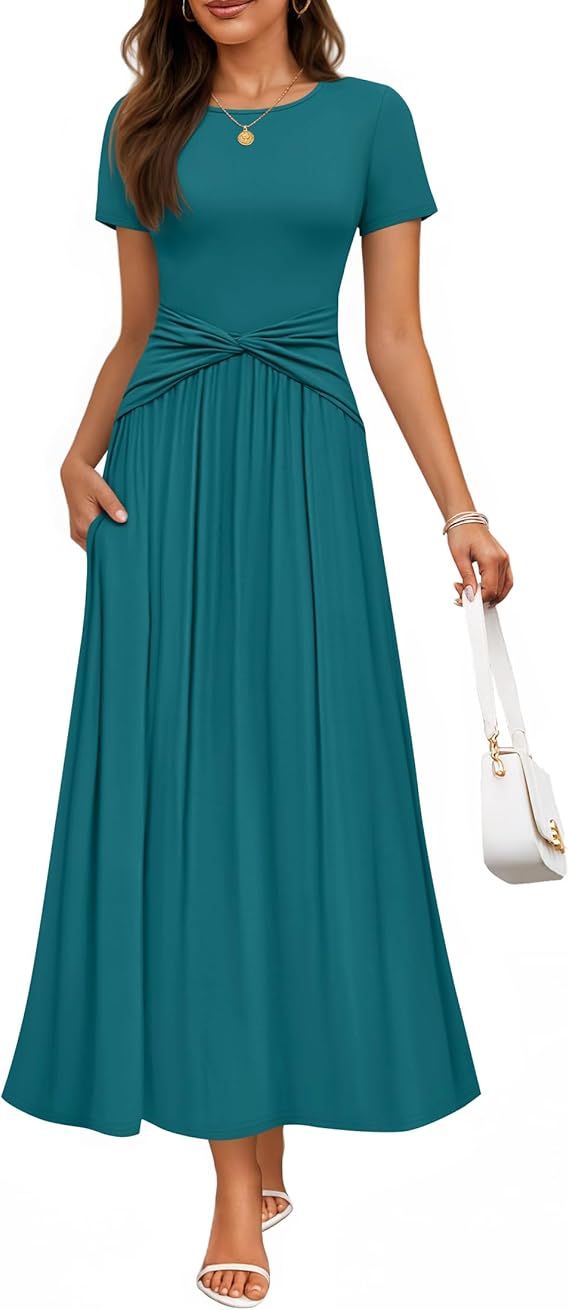 green emerald velvet dress ZESICA Twist Front Wedding Guest Cocktail Flowy A Line Long Dress – zesica