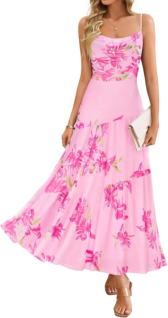 ZESICA Women's Summer Floral Sleeveless Maxi Dress 2026 Boho Mesh Beac –  zesica