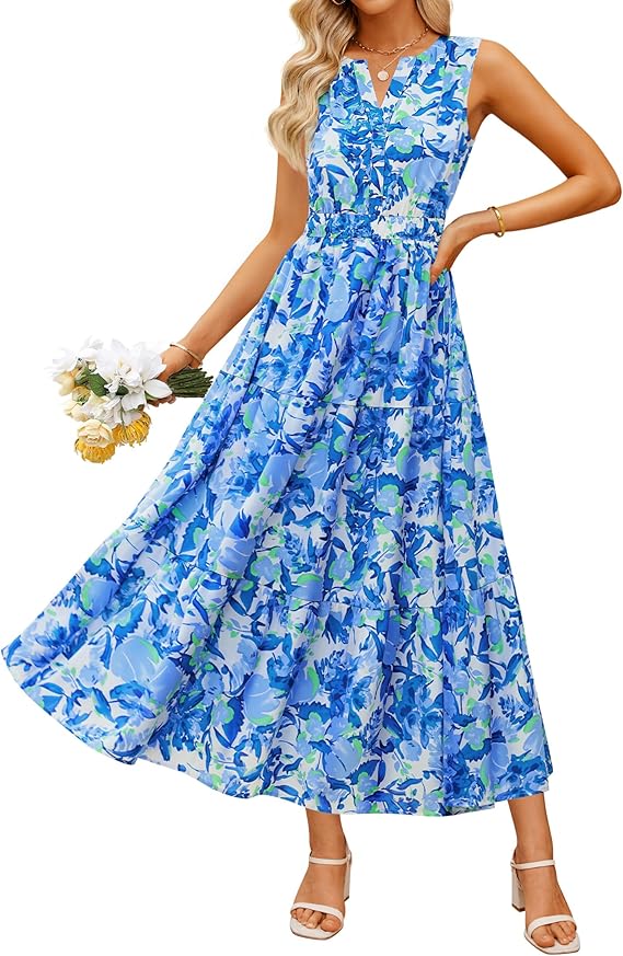 chinese dress ladies PRETTYGARDEN Womens Casual Long Summer Dresses Sleeveless Strappy Loos