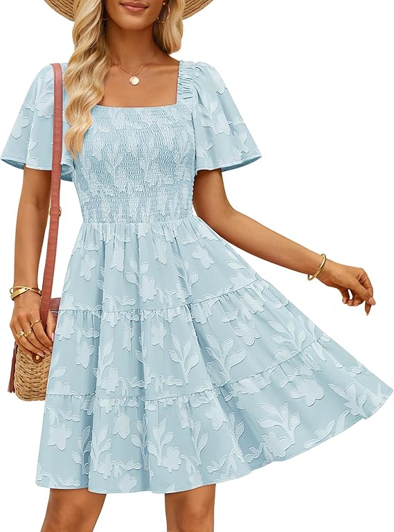 summer casual floral dresses ZESICA Women's Summer Boho Floral Mini Dress 2026 Casual Short Sleeve – zesica