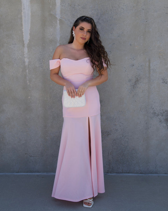 ZESICA Off Shoulder High Split Bodycon Maxi Dress