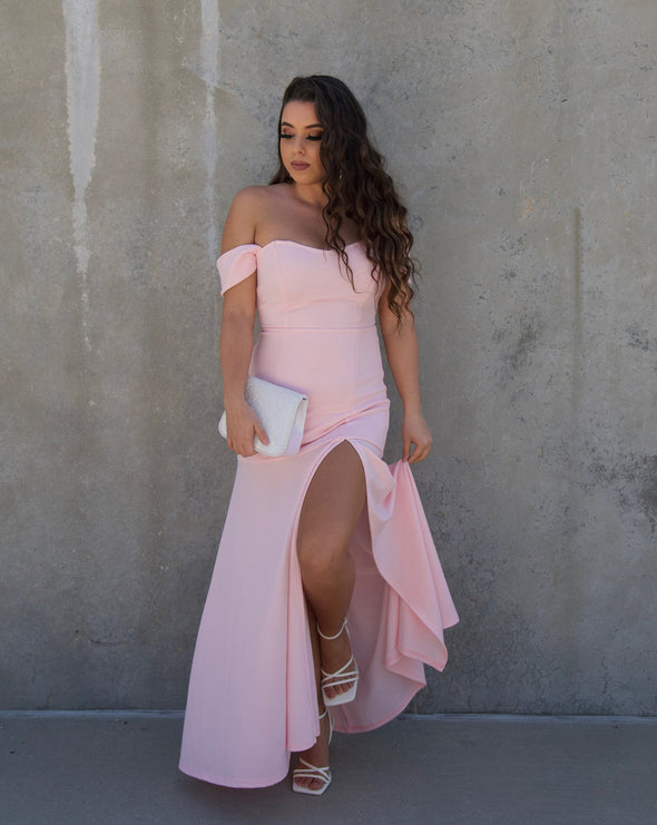 ZESICA Off Shoulder High Split Bodycon Maxi Dress