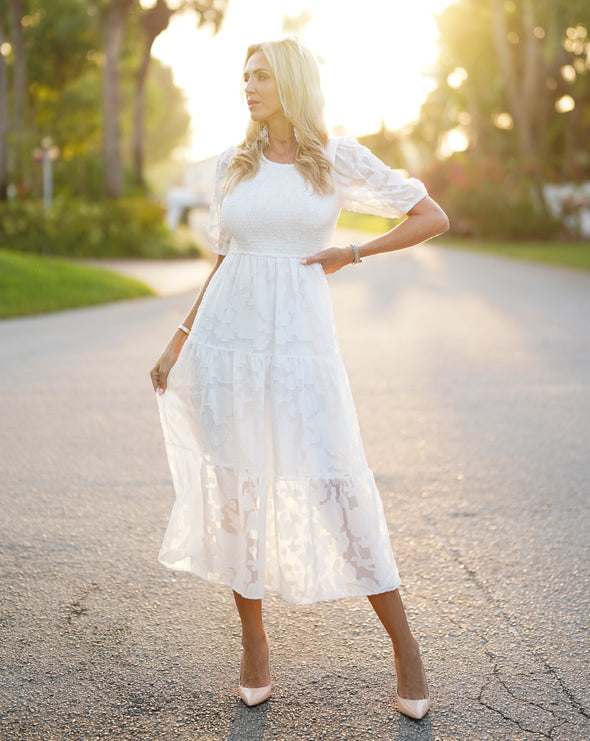 Floral Short Sleeve Lace Midi Dress Women Floral Tea Dress Lace Embroidery Short Puff Sleeve Ruffle Floral Short Sleeve Lace Midi Dress Women Floral Tea Dress Lace Embroidery Short Puff Sleeve Ruffle