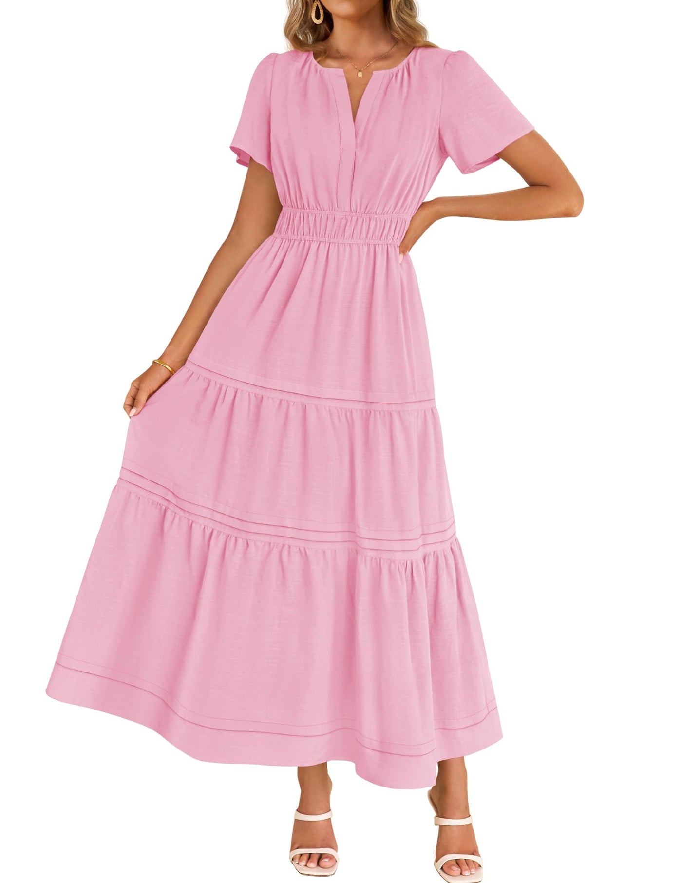 Boho Flowy Midi Dress With Pockets Short Sleeve Casual ZESICA Women's Boho Midi Dress - Short Sleeve V Neck Elastic Waist Flowy Long Dress With Pockets Women Dress Boho Flowy Midi Dress With Pockets Short Sleeve Casual ZESICA Women's Boho Midi Dress - Short Sleeve V Neck Elastic Waist Flowy Long Dress With Pockets Women Dress