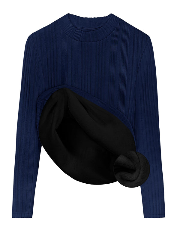 ZESICA Fleece Sherpa Lined Mock Neck Knit Thermal Basic Shirts