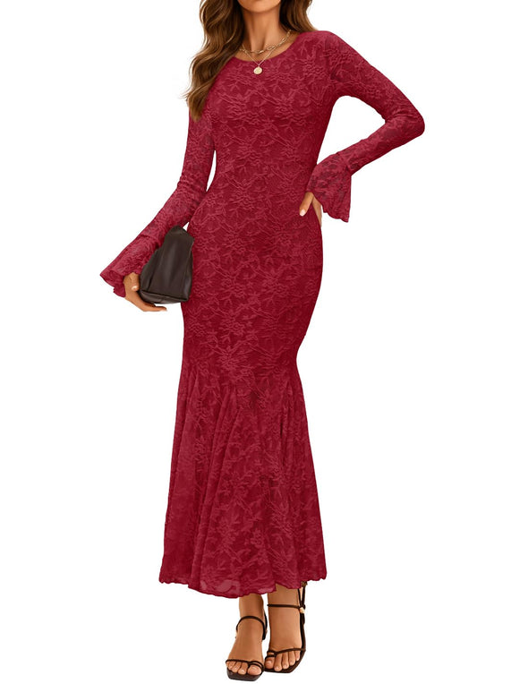ZESICA Bodycon Fall Fashion Floral Sexy Mermaid Wedding Dresses