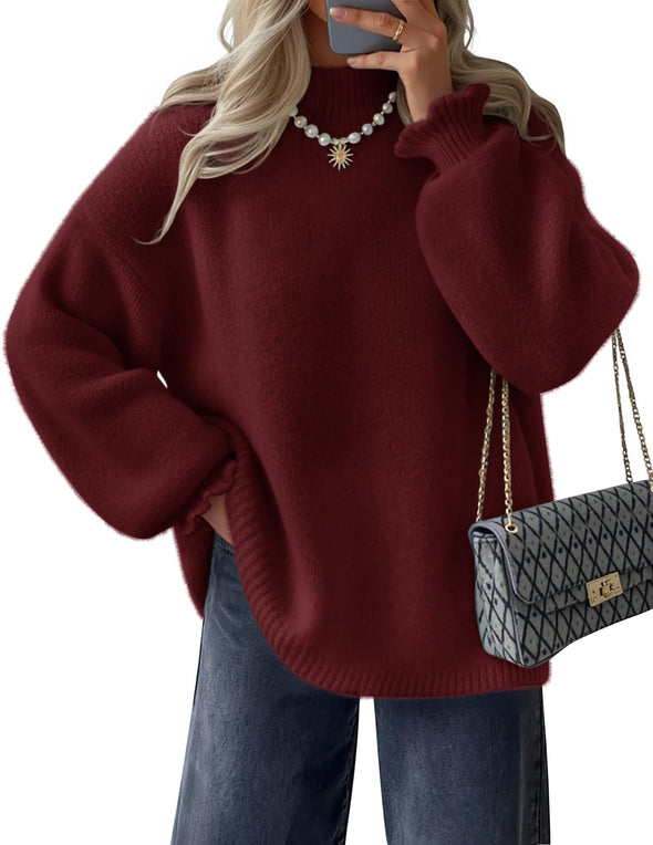 ZESICA Turtleneck Knitted Chunky Pullover Sweater Jumper Tops