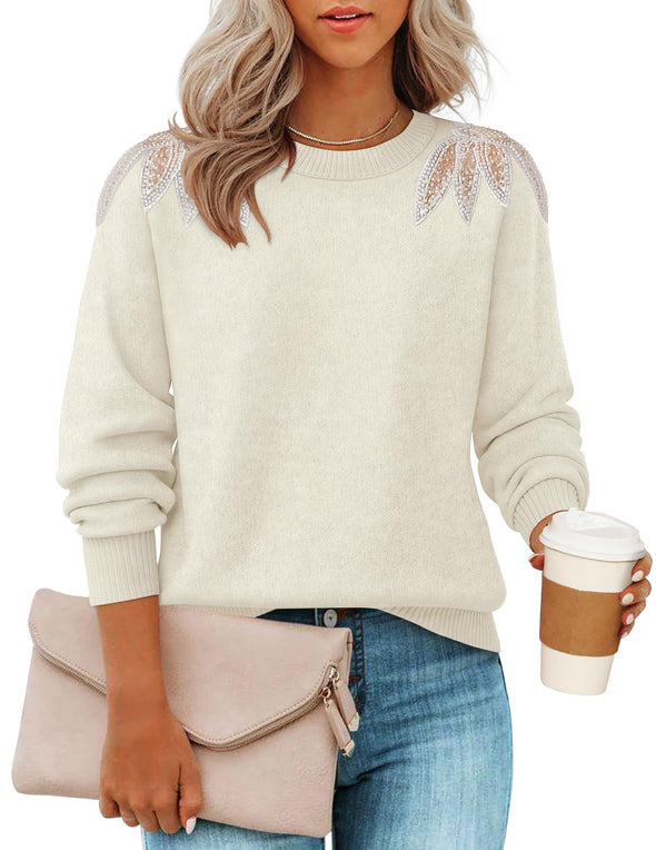 ZESICA Crew Neck Knit Loose Pullover Tops Winter Trendy Outfits
