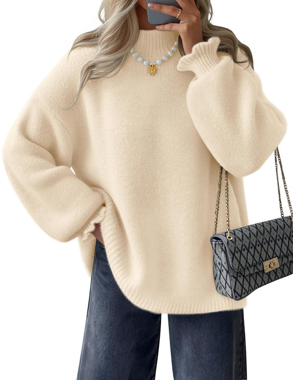 ZESICA Turtleneck Knitted Chunky Pullover Sweater Jumper Tops