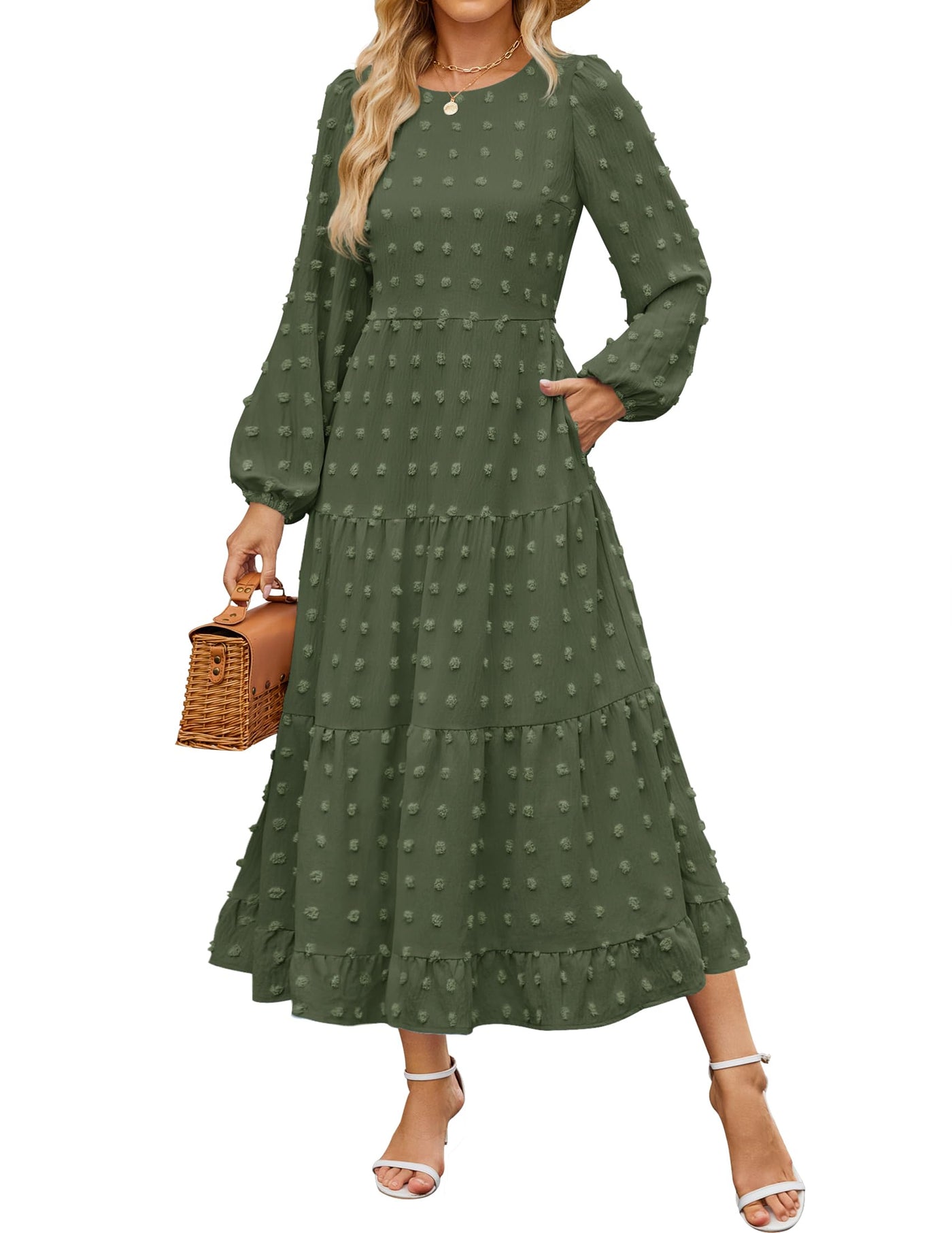 ZESICA Swiss Dot Tiered Flowy A Line Wedding Guest Dress zesica ZESICA Swiss Dot Tiered Flowy A Line Wedding Guest Dress zesica