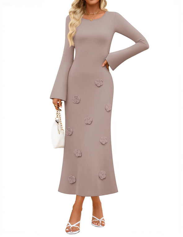 ZESICA Fall Winter Guest Sweater Elegant Formal Cocktail Dress