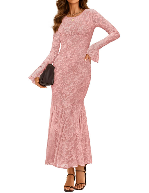 ZESICA Bodycon Fall Fashion Floral Sexy Mermaid Wedding Dresses