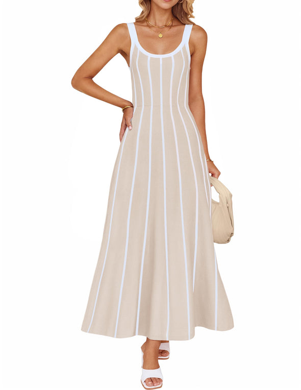 ZESICA Knit Casual Elegant A Line Swing Long Dresses