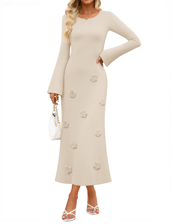 ZESICA Fall Winter Guest Sweater Elegant Formal Cocktail Dress