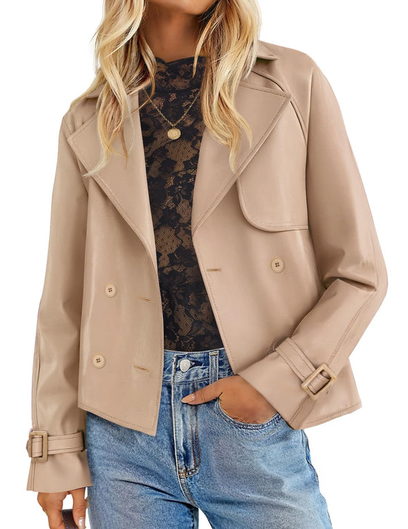 ZESICA Faux Leather Jackets Oversized Button Motorcycle Coats Outwear