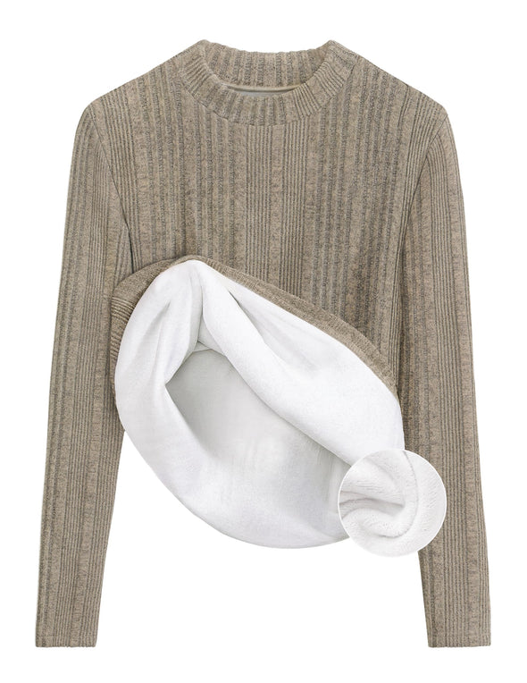 ZESICA Fleece Sherpa Lined Mock Neck Knit Thermal Basic Shirts