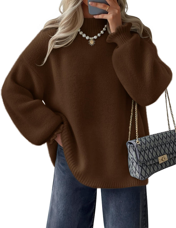 ZESICA Turtleneck Knitted Chunky Pullover Sweater Jumper Tops