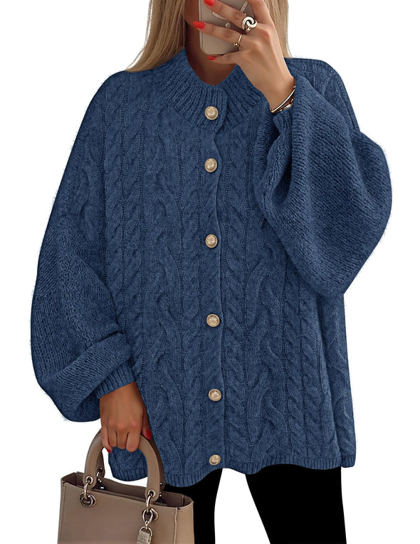 ZESICA Button Down Oversized Soft Knit Winter Coats Trendy Outerwear