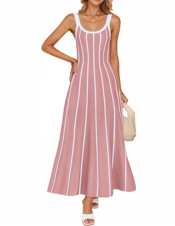 ZESICA Knit Casual Elegant A Line Swing Long Dresses