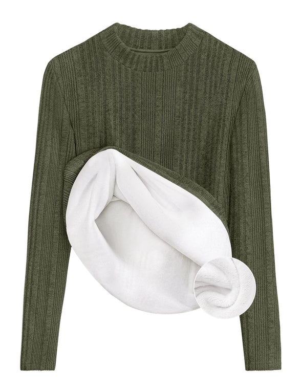 ZESICA Fleece Sherpa Lined Mock Neck Knit Thermal Basic Shirts