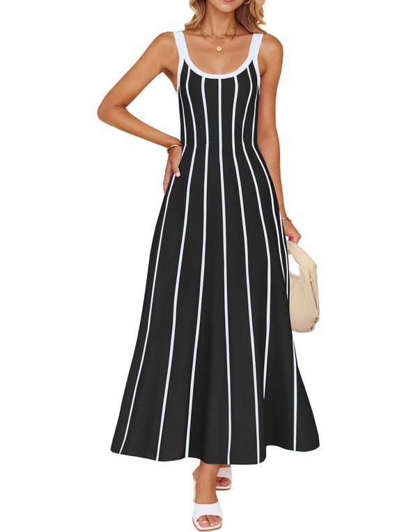 ZESICA Knit Casual Elegant A Line Swing Long Dresses