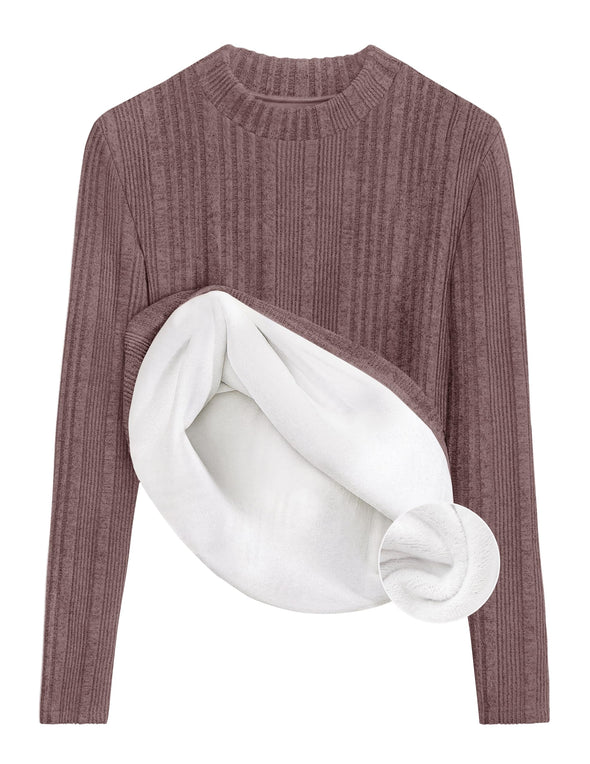 ZESICA Fleece Sherpa Lined Mock Neck Knit Thermal Basic Shirts