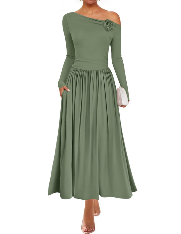 ZESICA Off Shoulder Pleated Elegant Formal Wedding Guest Dresses