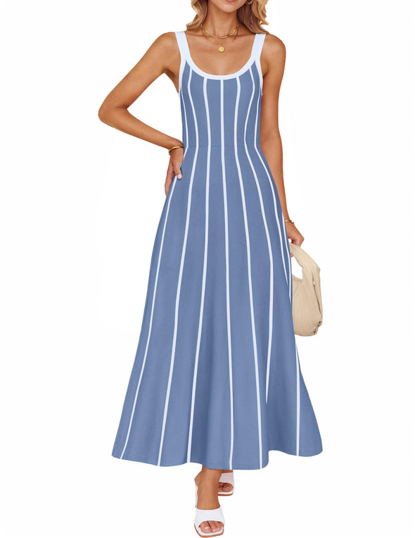 ZESICA Knit Casual Elegant A Line Swing Long Dresses