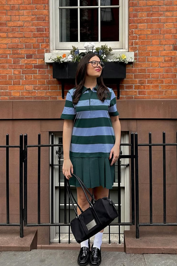 ZESICA Short Sleeve Tunic Shirt Striped V Neck Pleated Y2K Mini Dresses