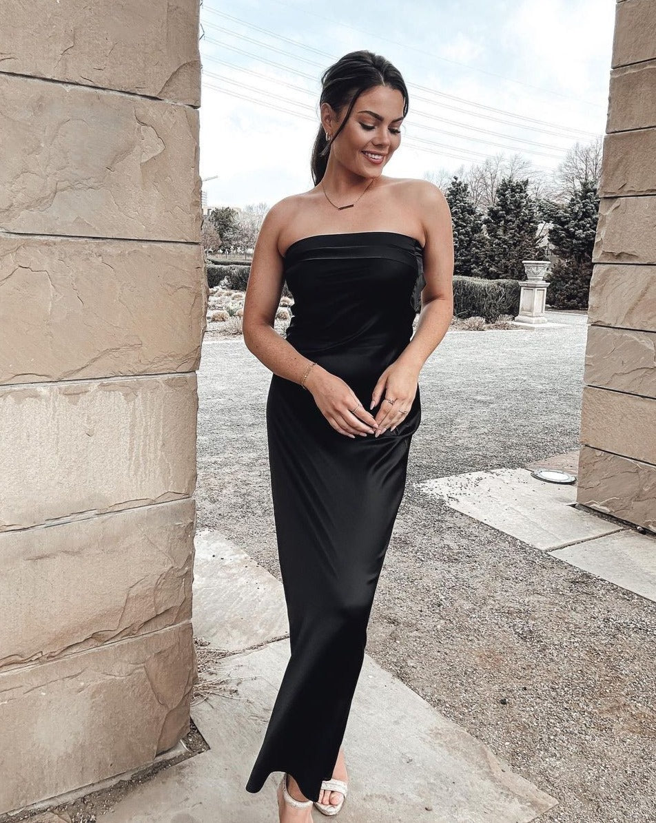 ZESICA Sexy Strapless Backless Bodycon Satin Maxi Dress zesica ZESICA Sexy Strapless Backless Bodycon Satin Maxi Dress zesica