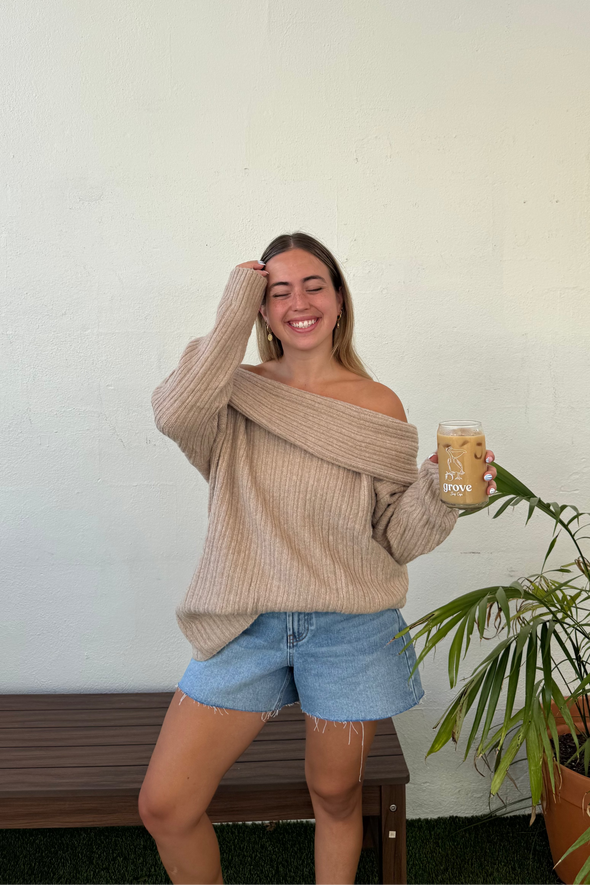 ZESICA Off The Shoulder Sweater Oversized Winter Ribbed Knit Tops