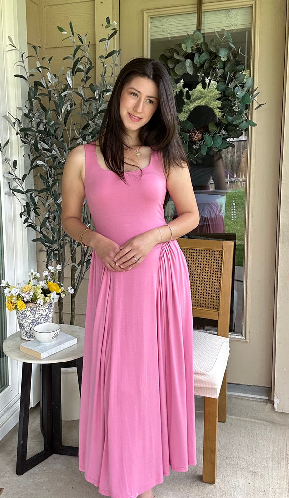 ZESICA Sleeveless Square Neck Casual Long Flowy A Line Dresses