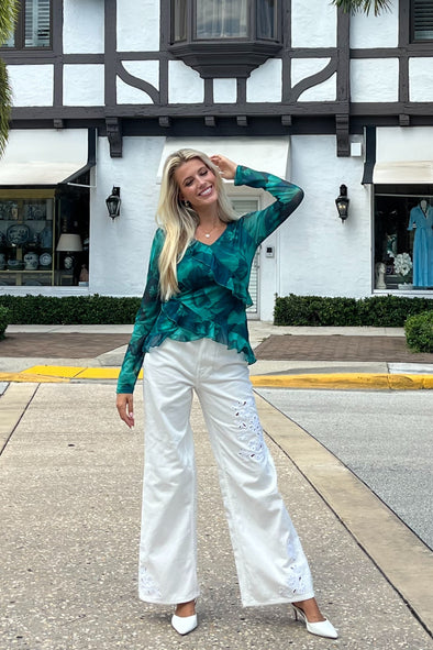 ZESICA Floral Shirts V Neck Going Out Ruffle Tops Blouses