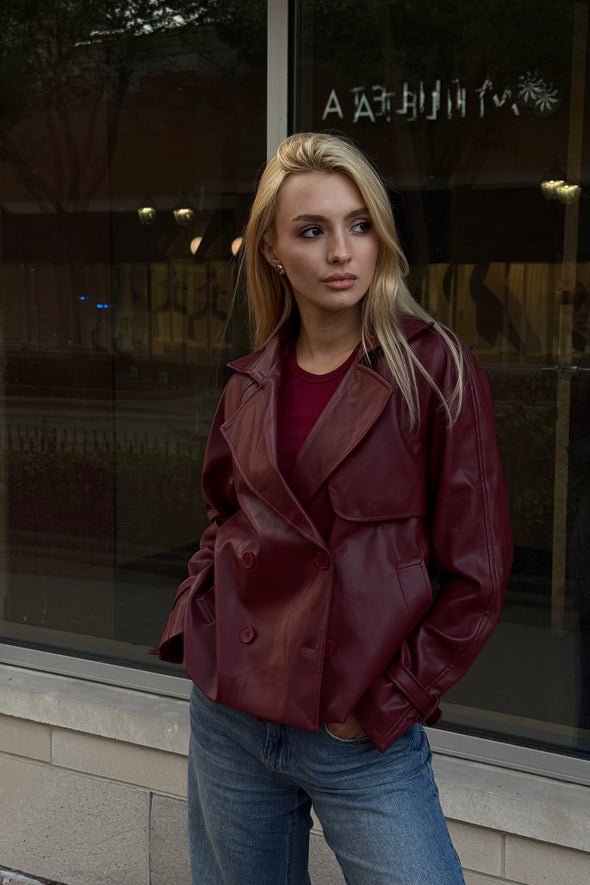 ZESICA Faux Leather Jackets Oversized Button Motorcycle Coats Outwear