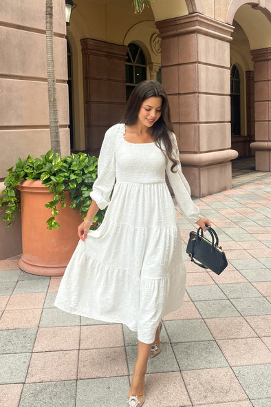 ZESICA Floral Long Sleeve Square Neck Flowy Vacation Dresses