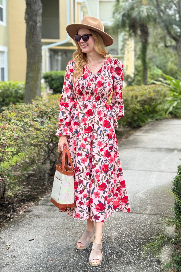ZESICA Floral Boho V Neck A-Line Flowy Wedding Guest Dresses